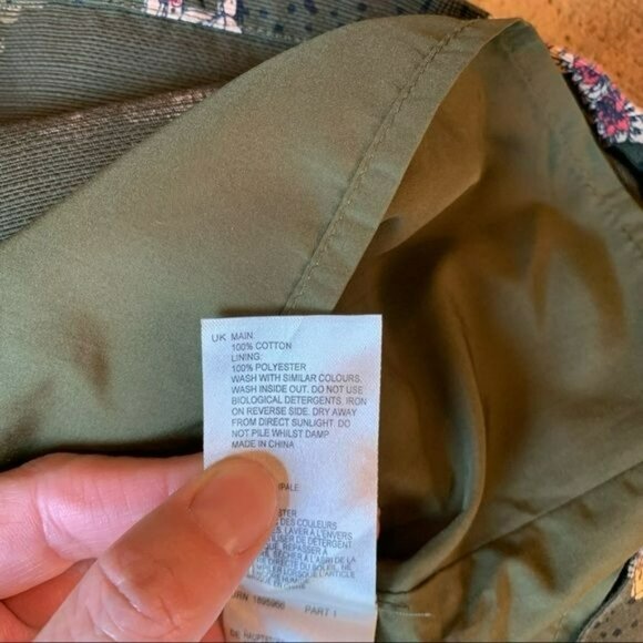 Vintage White plus size stuff skirt green flower knee length - Picture 6 of 9